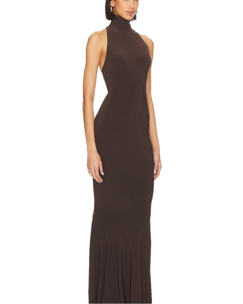 Norma Kamali Halter Turtle Fishtail Gown - Image 3