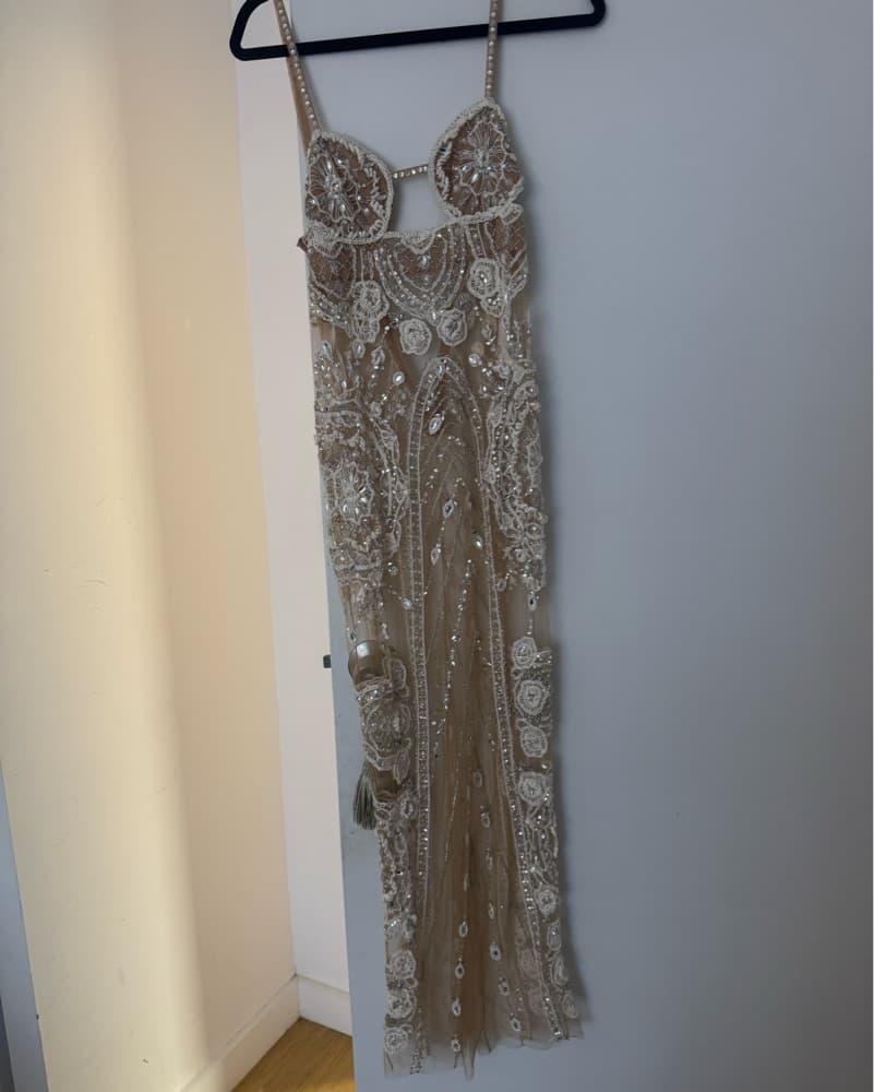 Hand Embellished Patbo Sheer Gown - Image 3