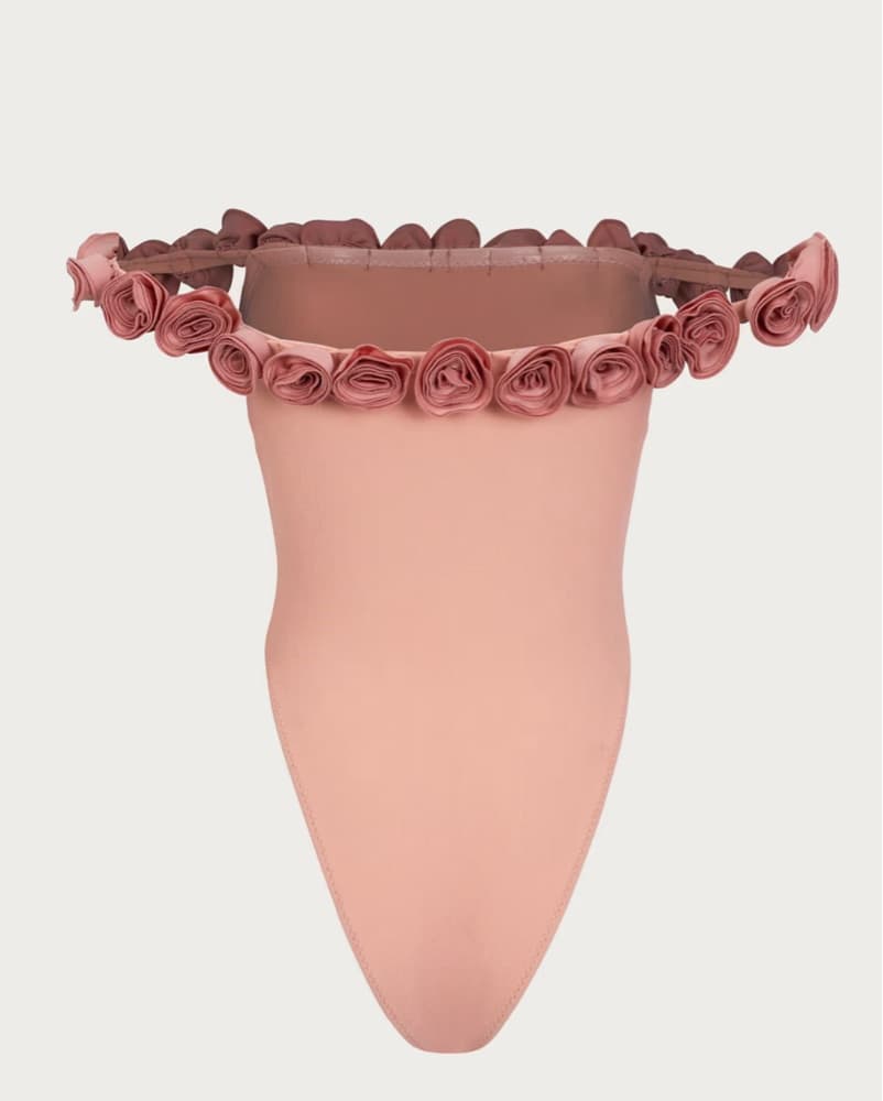 Blush Rosette Off Shoulder One Piece - Image 3