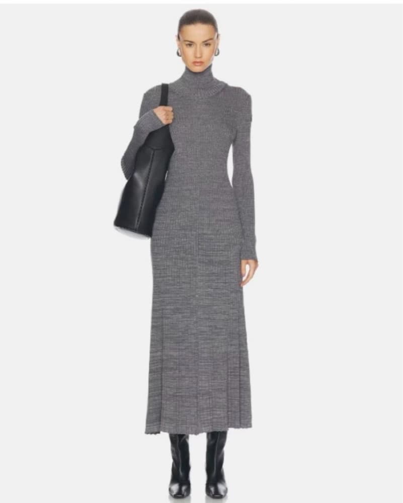 Grey Moncler Ribbed Maxi Dress - Image 1