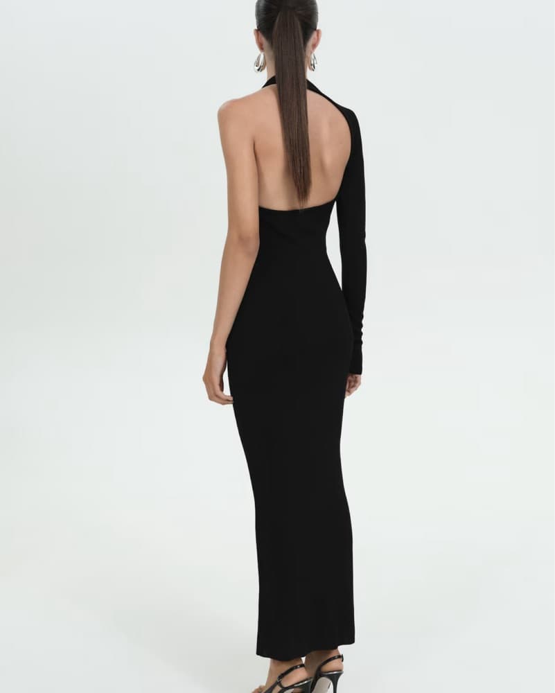Open Back Asymmetrical Knitted Dress - Image 4