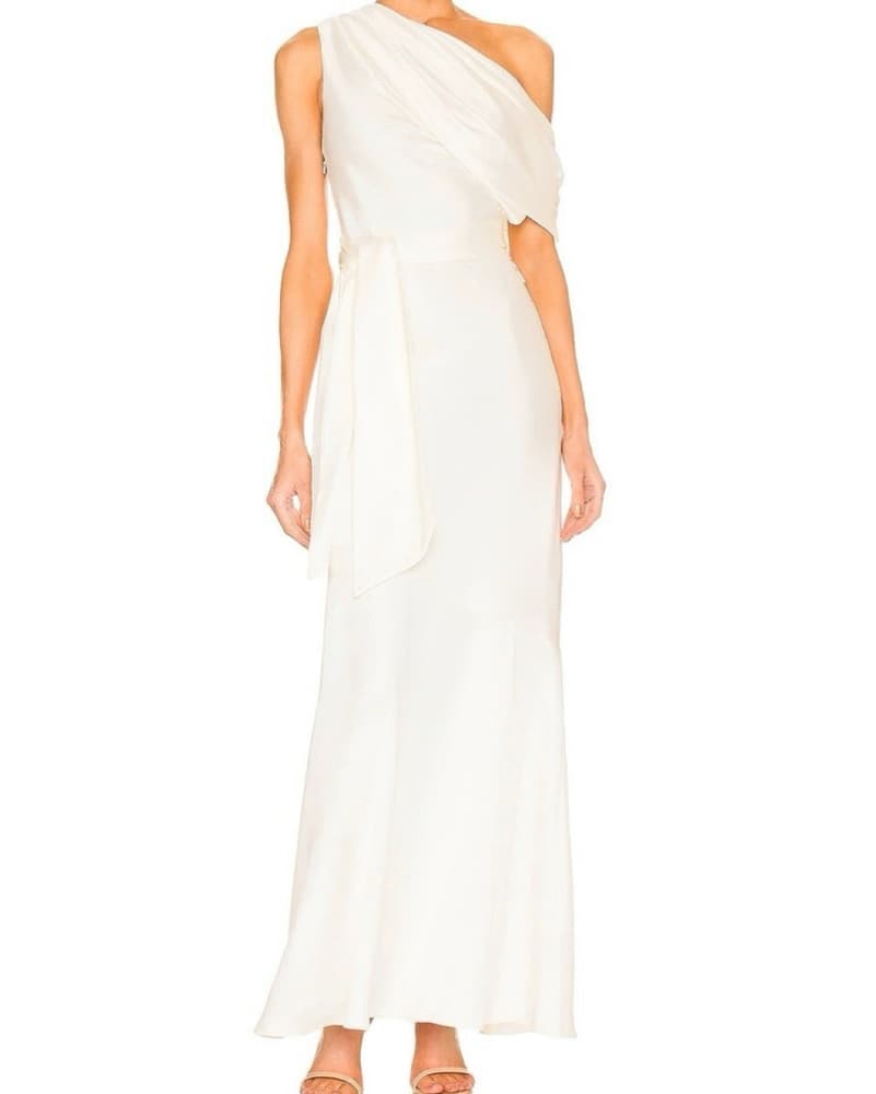Elegant One-Shoulder White Gown - Image 1