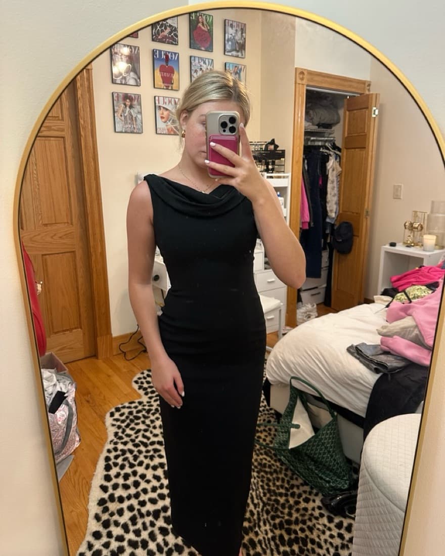 Black Cowl Neck Dress - Image 2