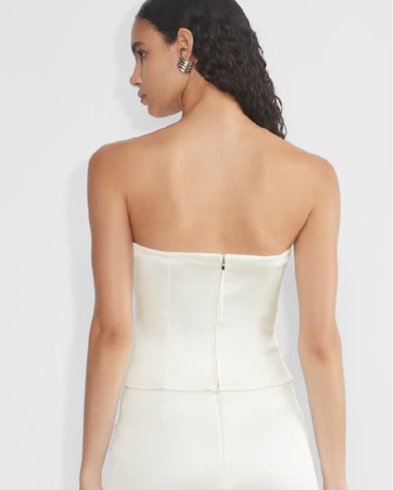 Elegant Strapless White Corder Top - Image 3