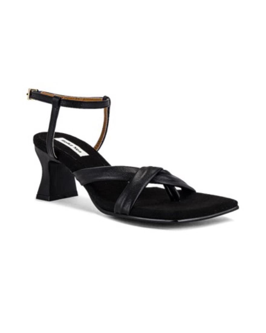 K Ankle Strap Black Sandal - Image 1