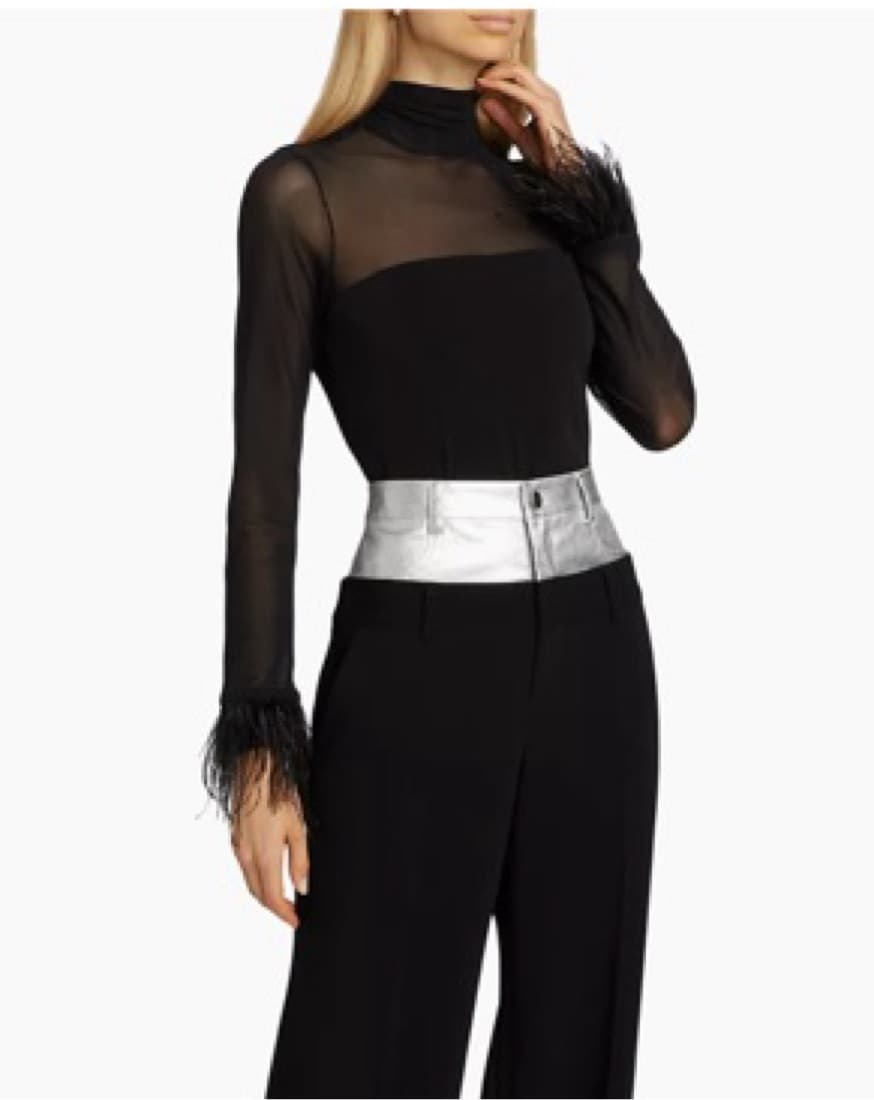 Cinq A Sept Sheer Fur Cuff Top - Image 3