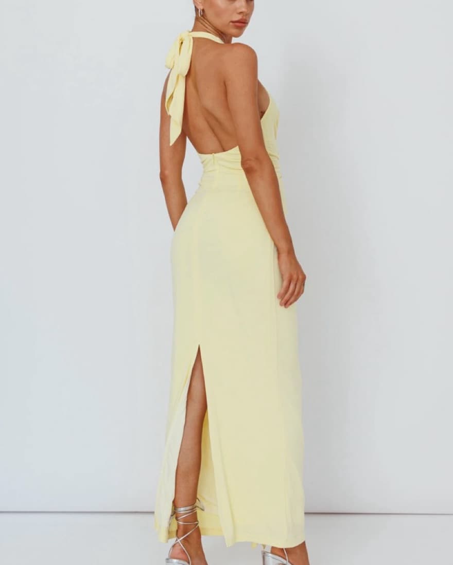 Yellow Halter Maxi Dress - Image 2