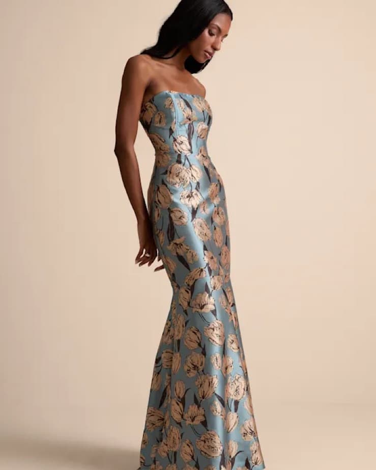 Blue Floral Formal Gown - Image 1