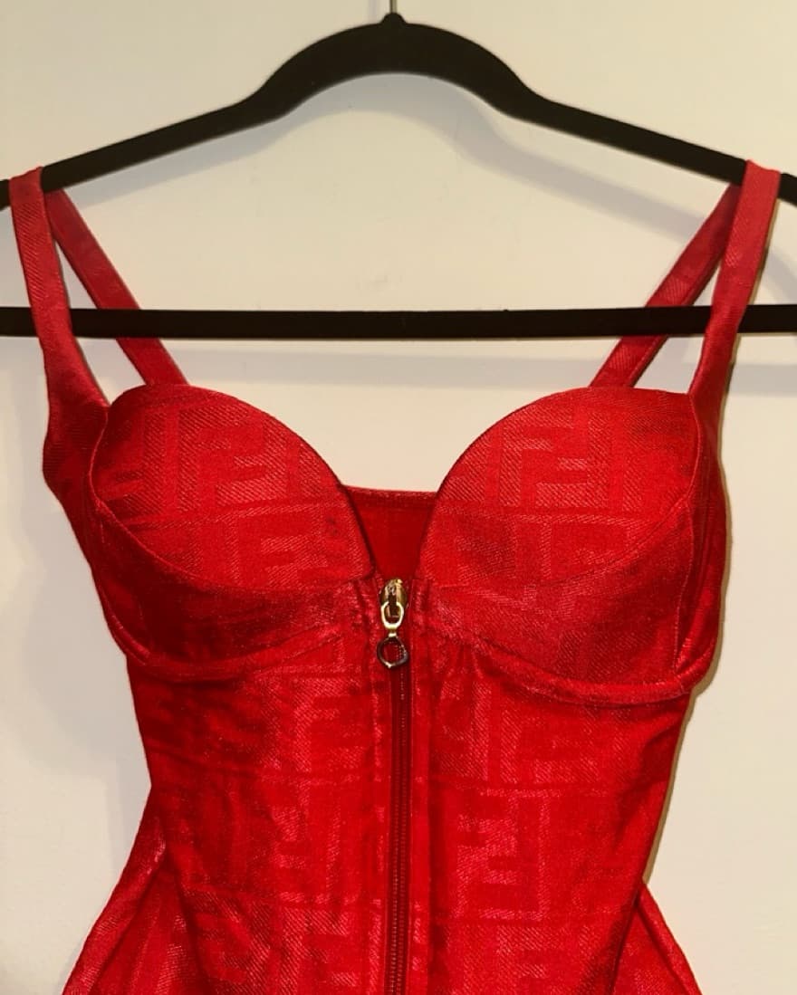 Fendi Red Zucca Mongram Swimsuit - Image 4