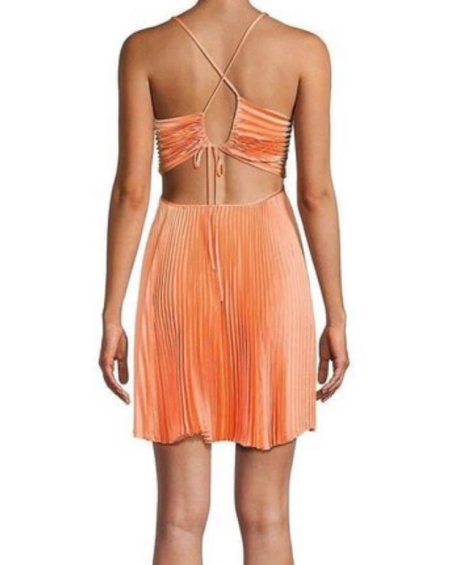 ALC Ari Orange Pleated Cutout Dress - Image 2