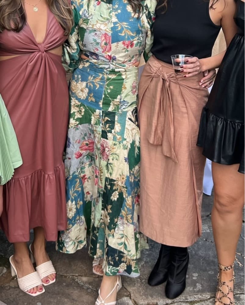 Tan Brown Crepe Midi Skirt  - Image 2