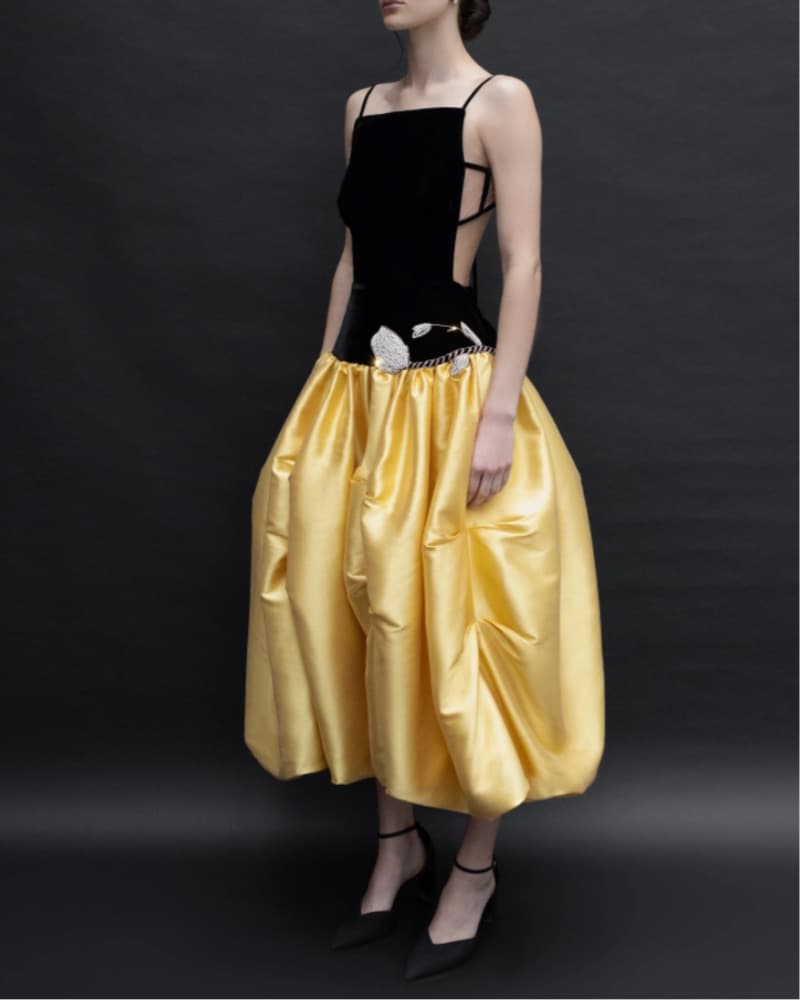 Elegant Two-Tone Satin Gown - Image 1