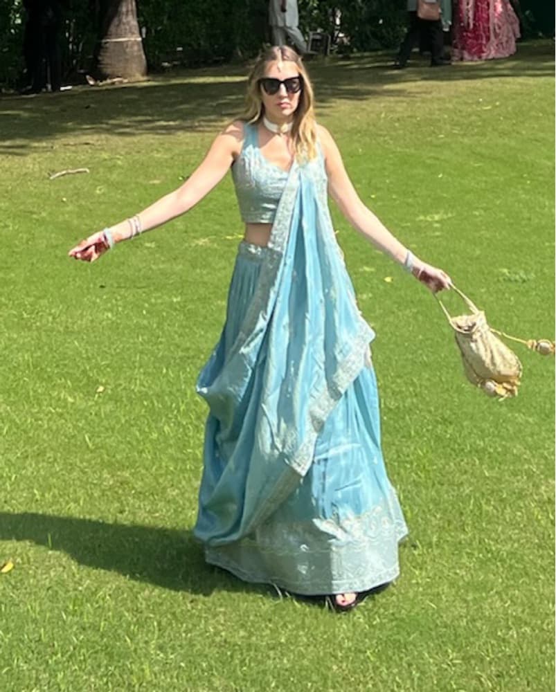 Custom Light Blue Lehenga for Wedding - Image 2
