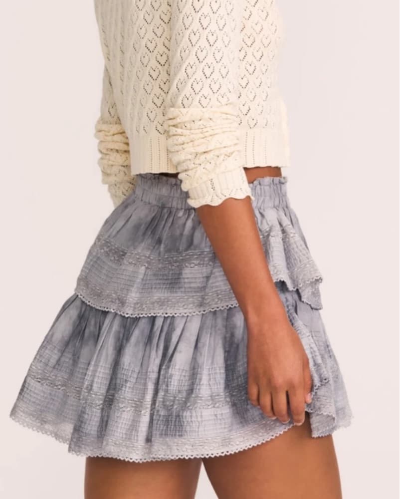 Romantic Ruffled Gray Mini Skirt - Image 2