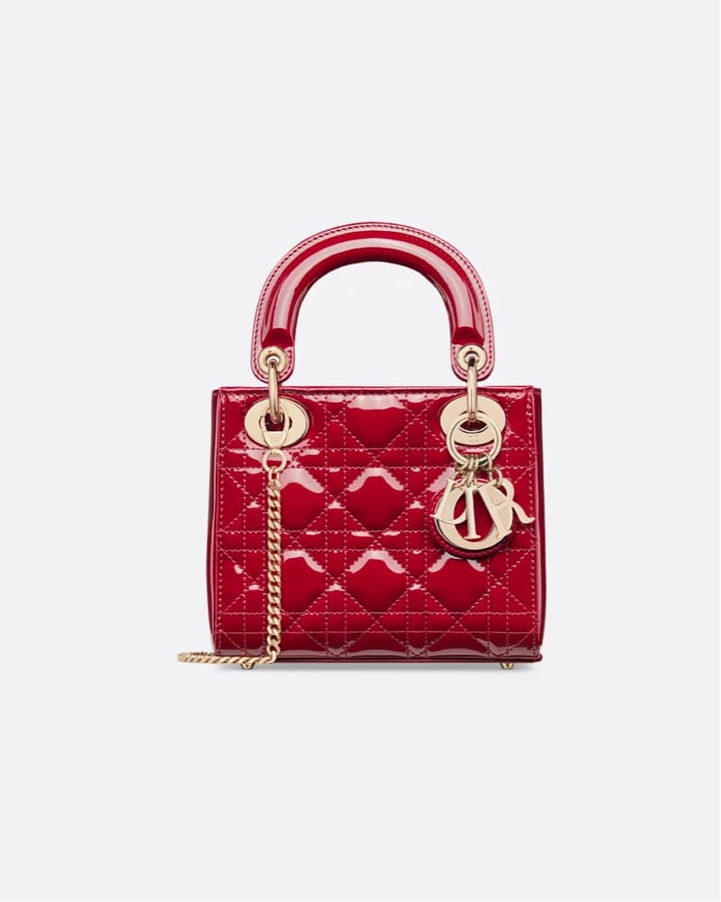 Mini Lady Dior Cherry Red Patent Cannage - Image 3
