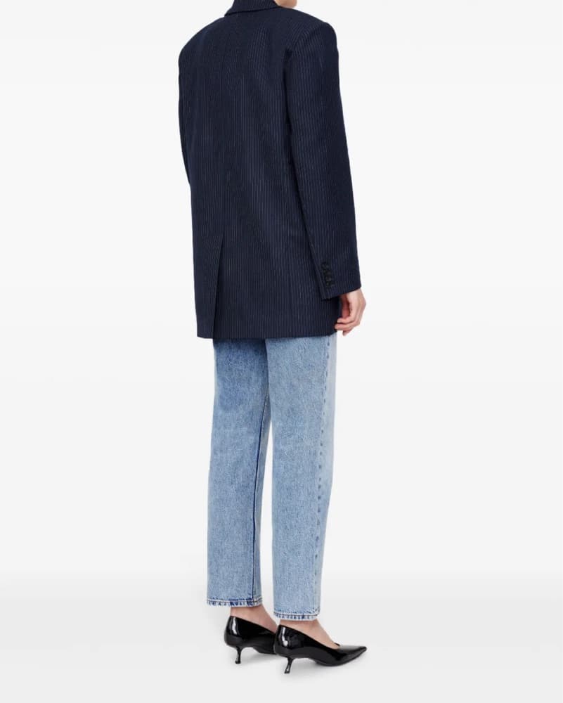 Anine Bing Declan Blazer Navy Pinstripe - Image 2