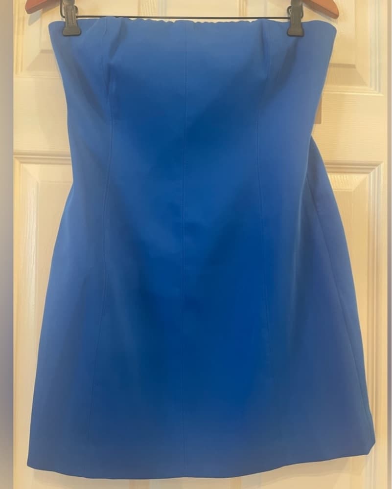 Meshki Blue Strapless Mini Dress - Image 3