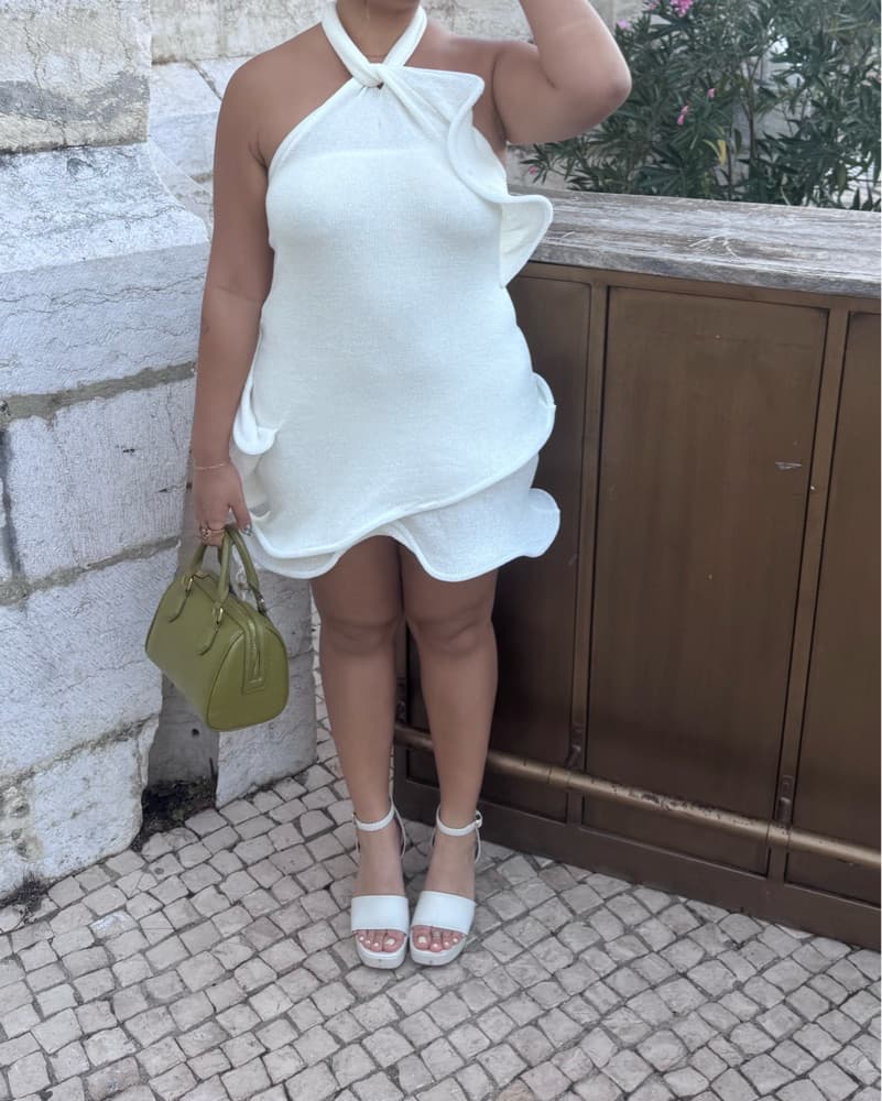 White Halter Structured Dress - Image 2