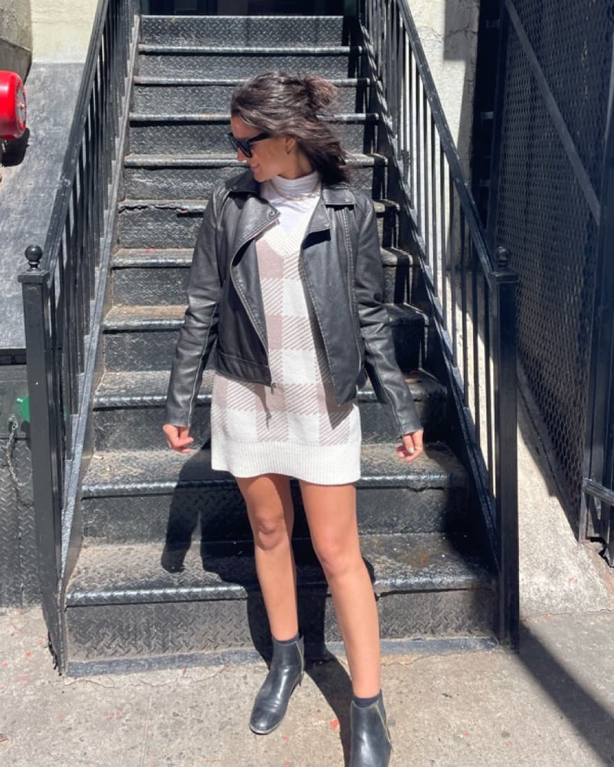 Plaid Sweater Vest Dress - Image 2