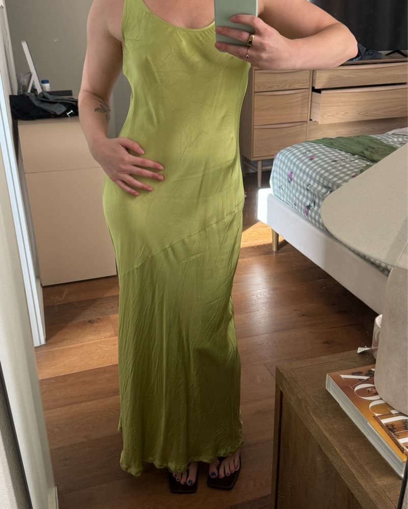 Dissh Lime Satin Maxi Dress - Image 2