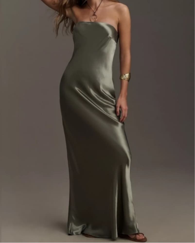 Anthropologie Sage Satin Dress - Image 1