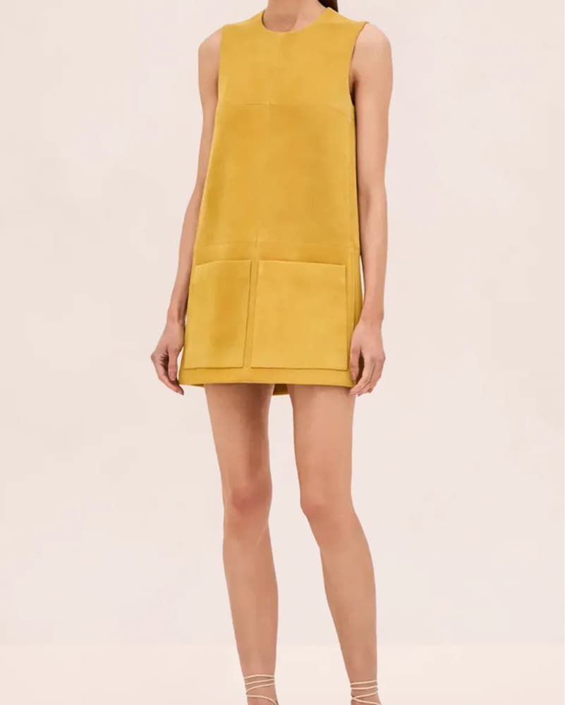 Yellow Suede Mini Dress - Image 2
