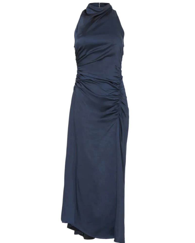 A.L.C Navy Satin Midi Dress - Image 5