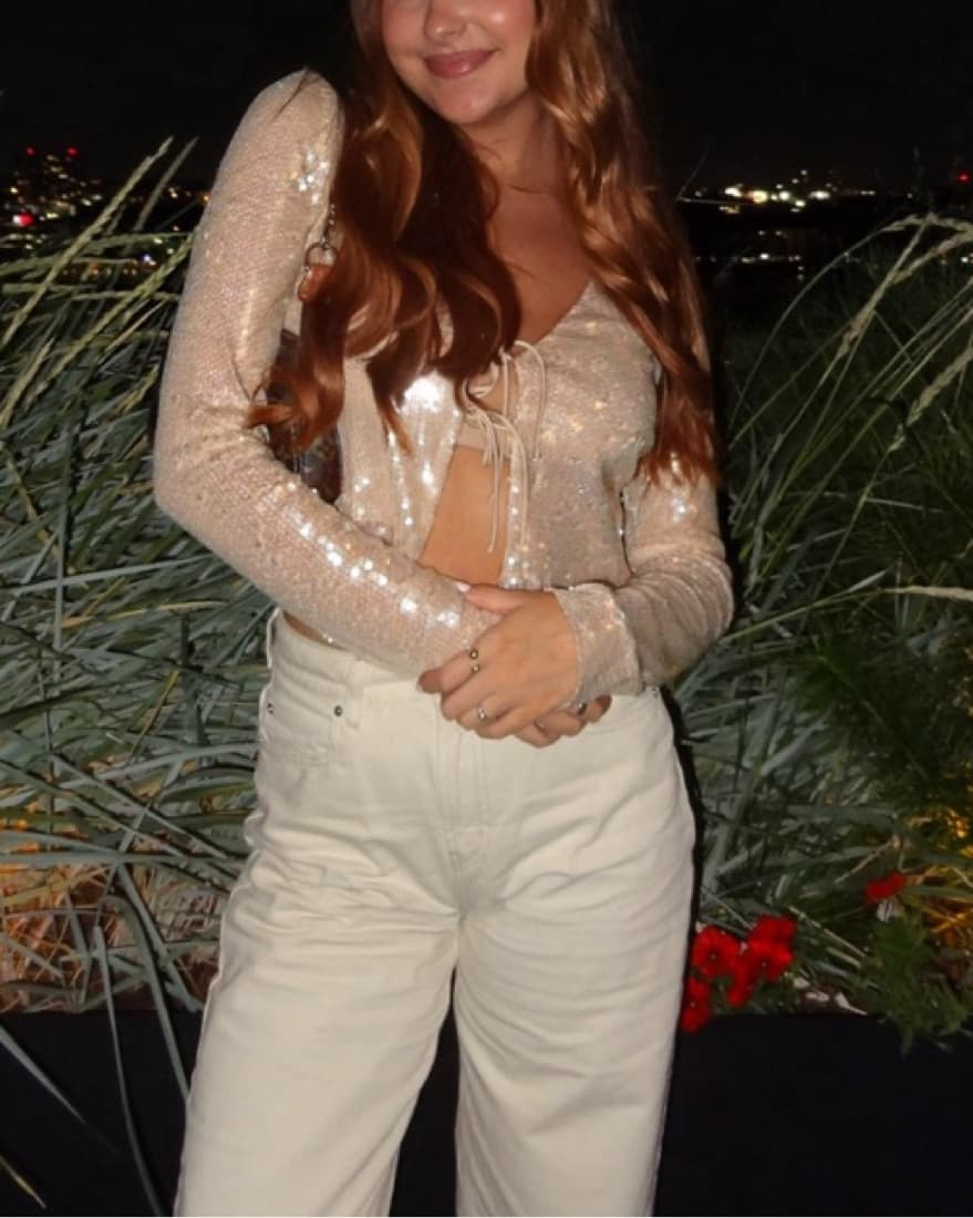Sequin Tie Front Top - Image 3