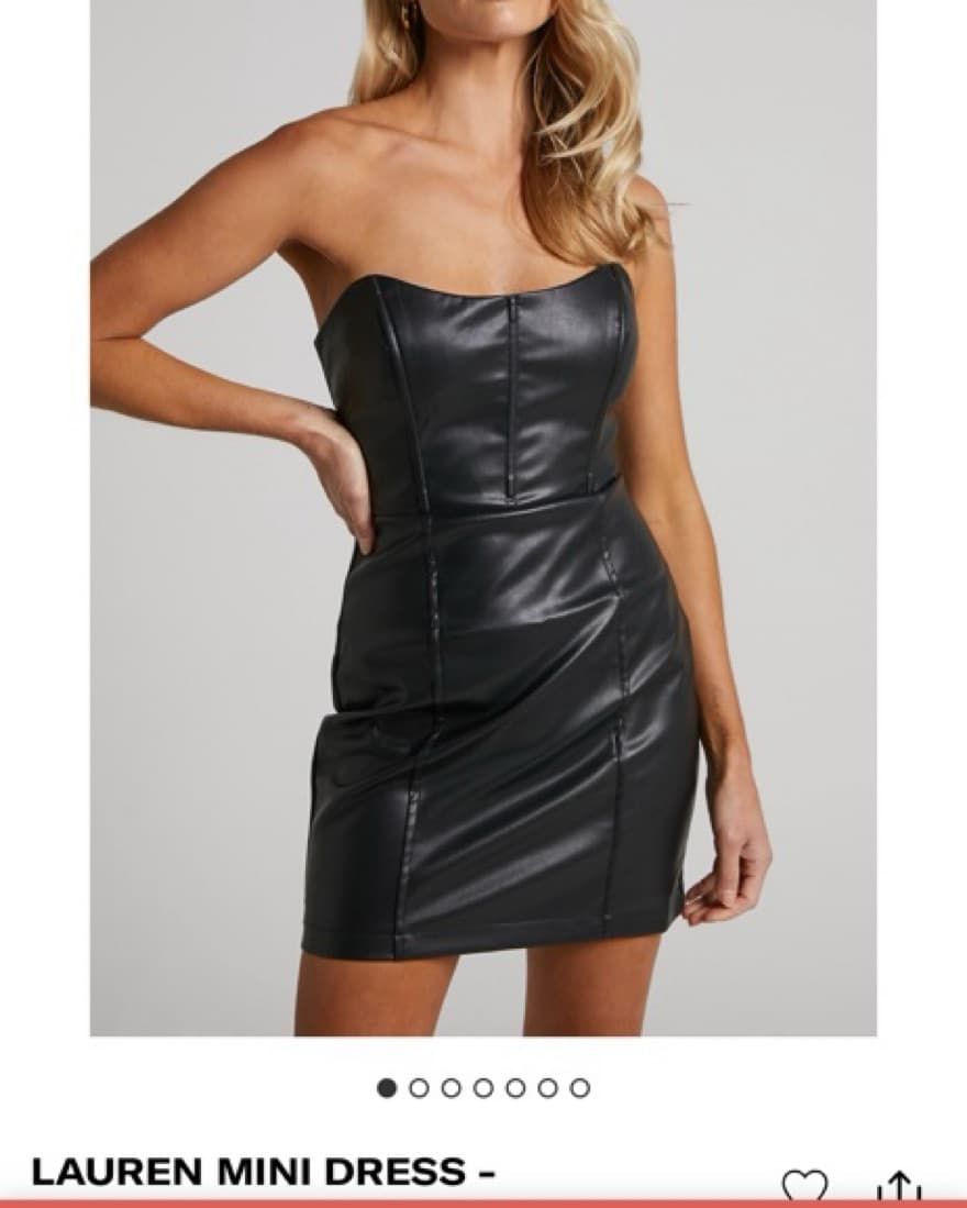 Black Leather Corset Strapless Mini Dres - Image 1