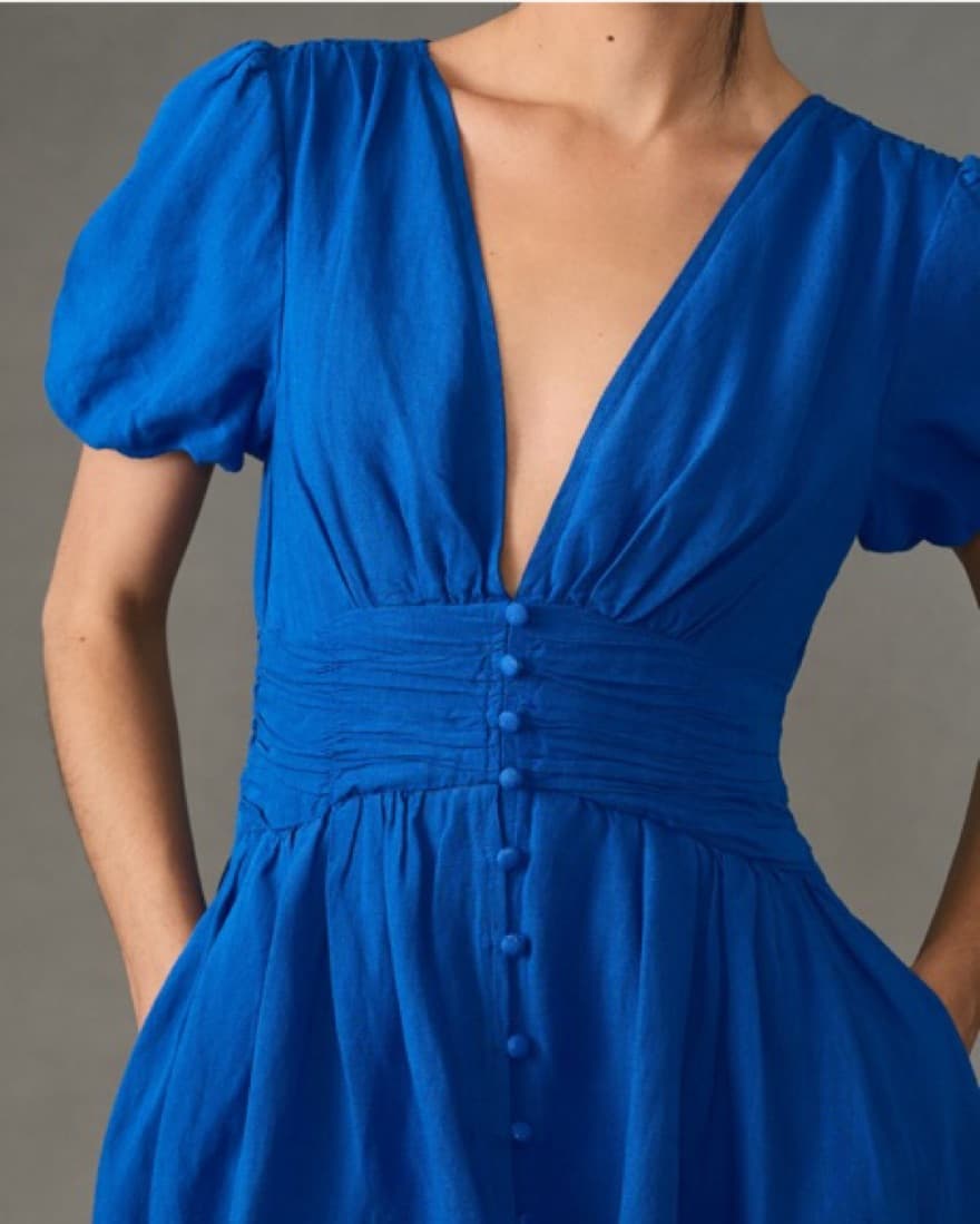 Anthropologie Blue Linen Dress - Image 2