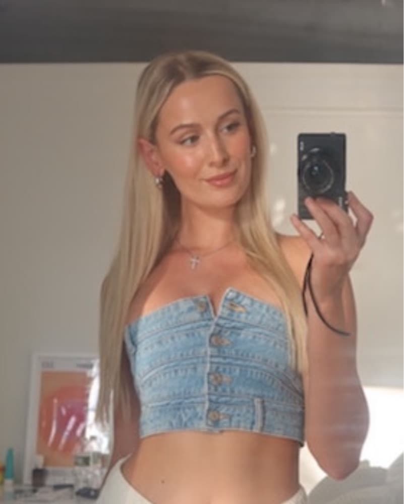 Denim Button Crop Top - Image 2