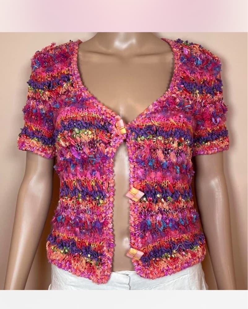 Handmade Pink Crochet Cardigan - Image 1