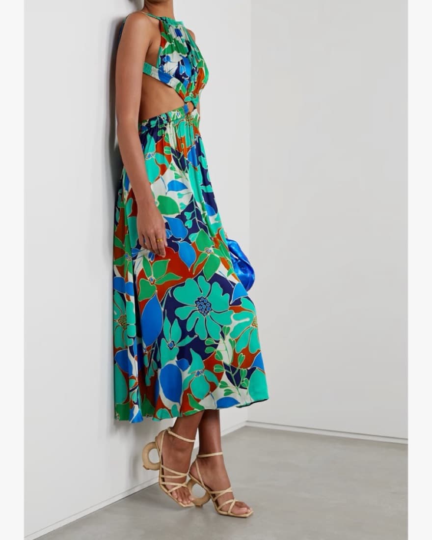 Cult Gaia Theia Cutout Satin Midi Dress - Image 3