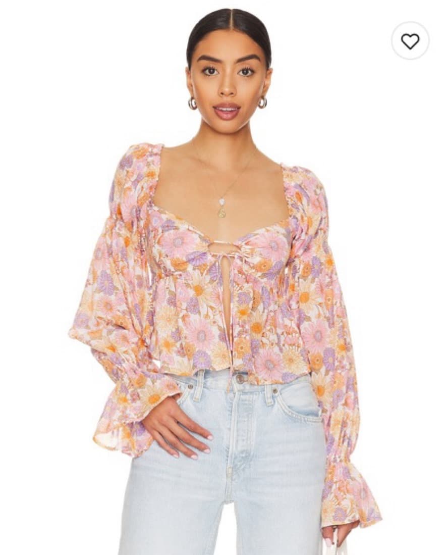 Flowy Lilac Retro Floral Top - Image 1