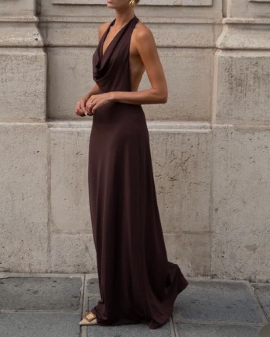 Cowl Halter Maxi Dress - Image 3
