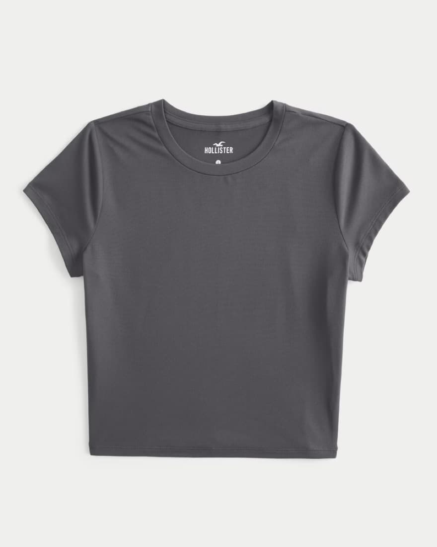 Hollister Baby Tee Dark Grey XS Short - Image 5