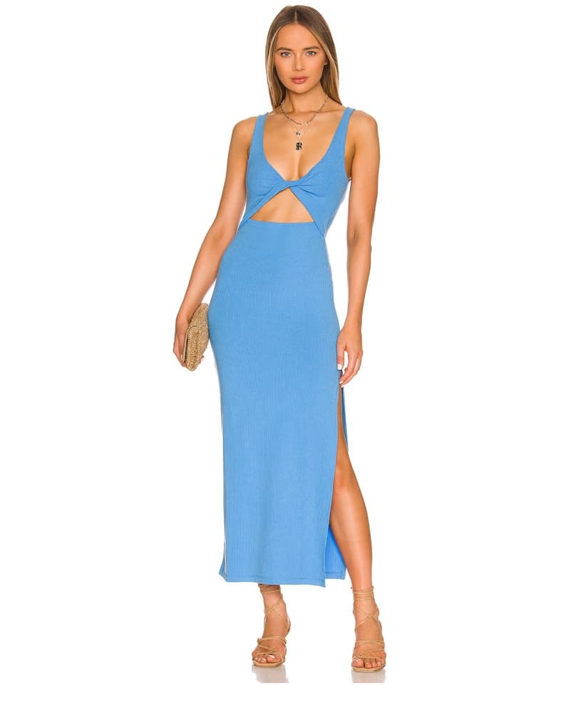 Revolve Blue Ribbed Maxi Dress - Image 1