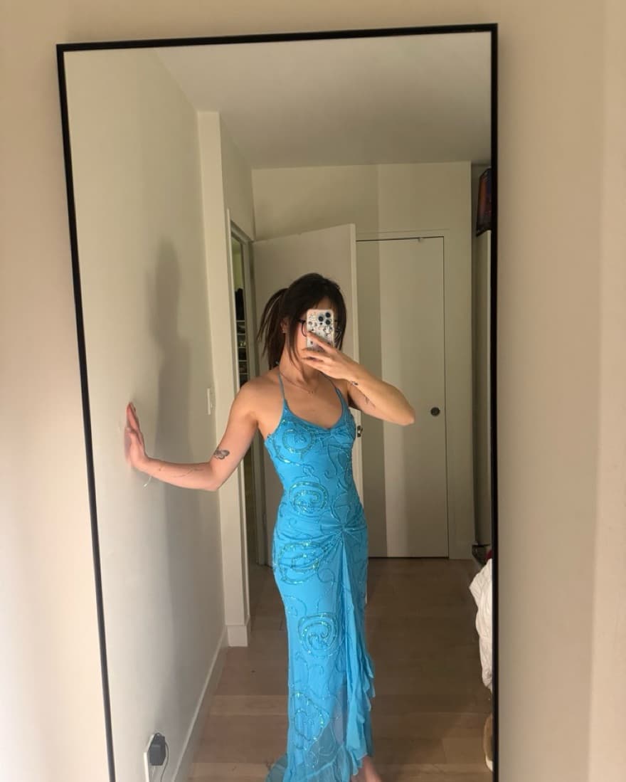 Formal Beaded Blue Dress  - Image 1
