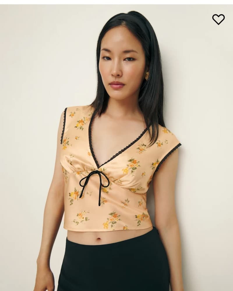 Floral Print Tie-Front Crop Top - Image 1