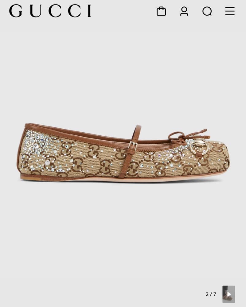 Crystal Gucci Horsebit Ballet Flats - Image 2