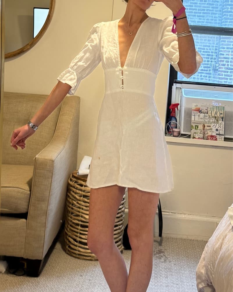 White Linen Reformation Dress - Image 2