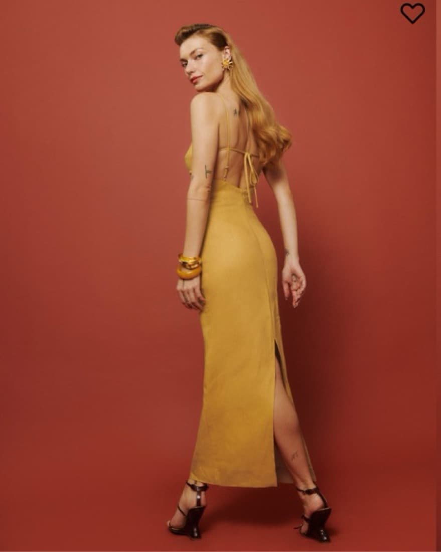 Reformation Malibu Linen Yellow Dress - Image 4