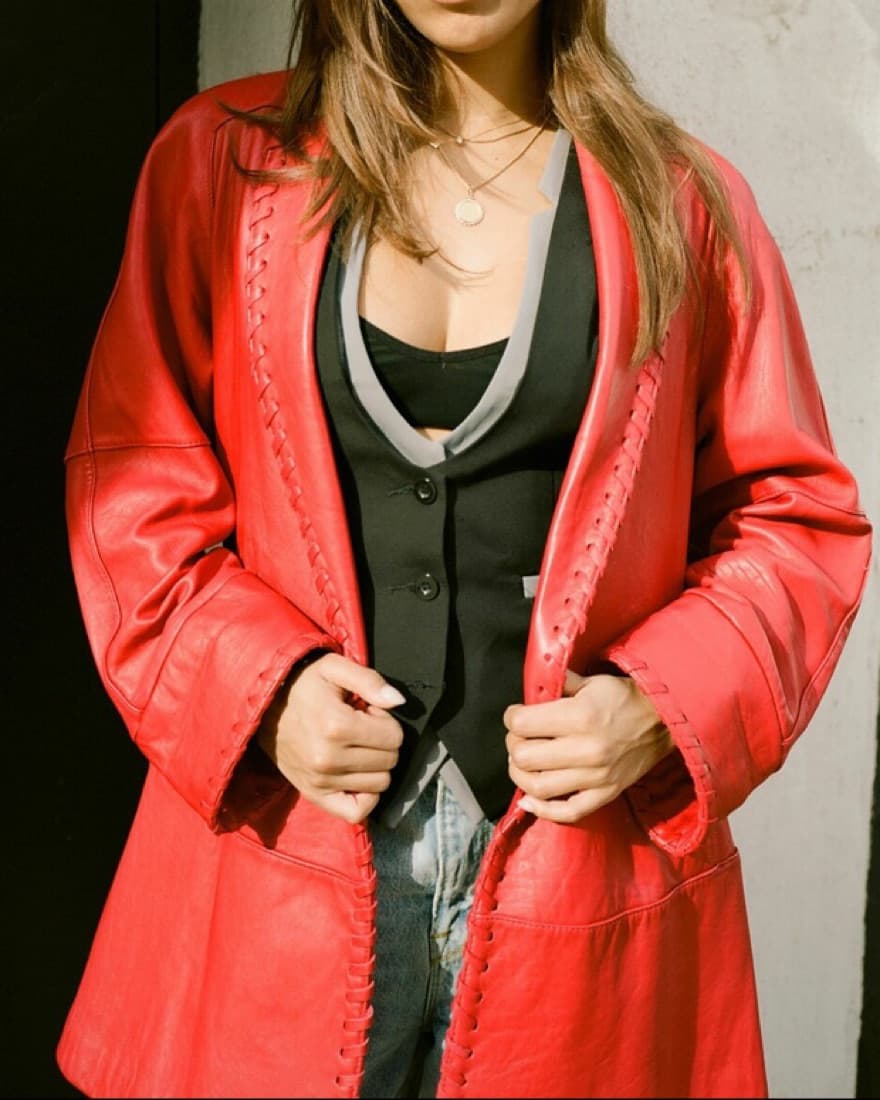 Vintage Red Leather Jacket  - Image 2