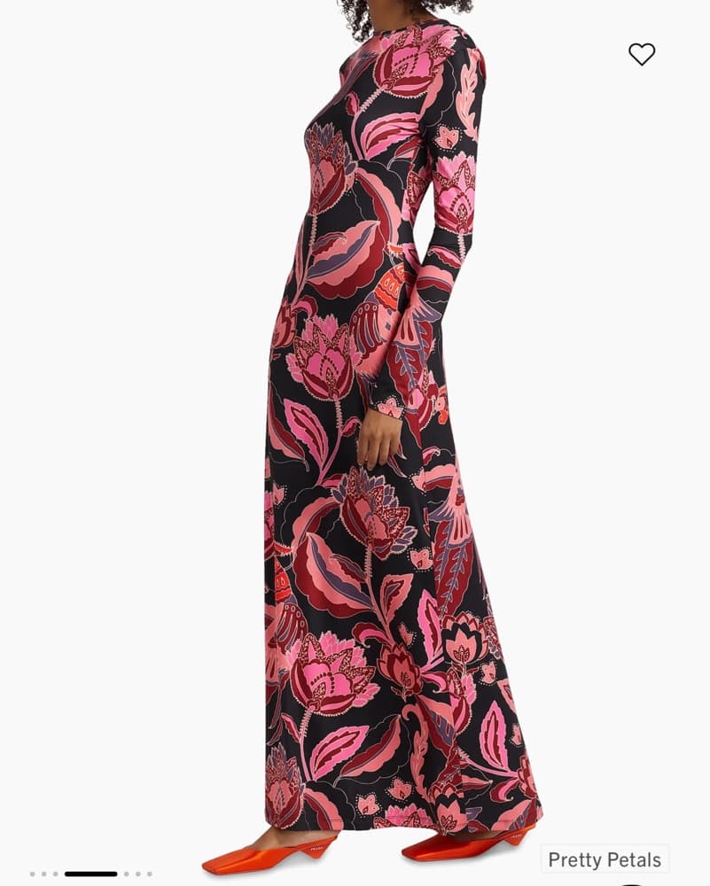 Long Sleeve Floral Jersey Body-Con Maxi  - Image 1