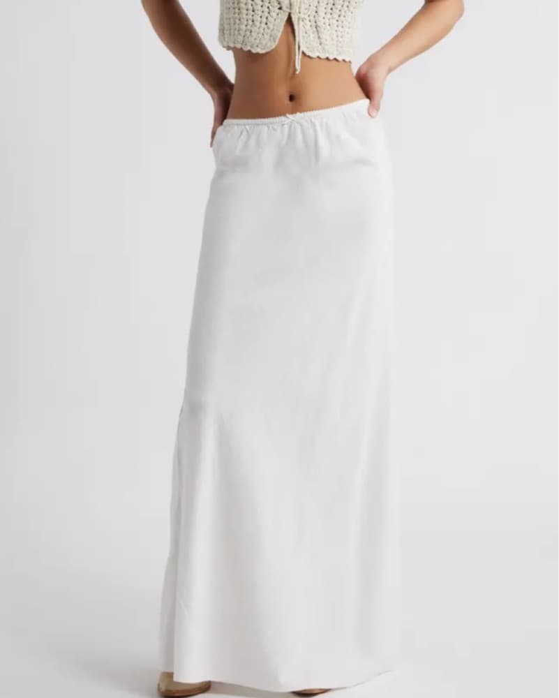 White Linen/Cotton Maxi Skirt - Image 1