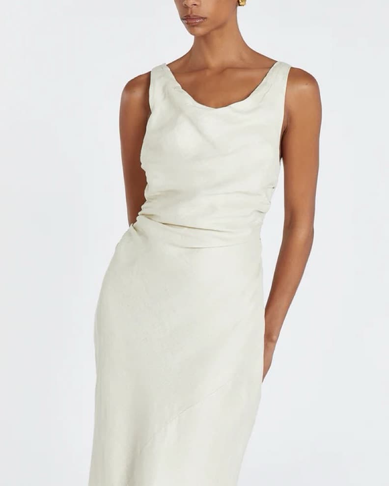 CARLA PUTTY LINEN COWL MAXI DRESS - Image 1