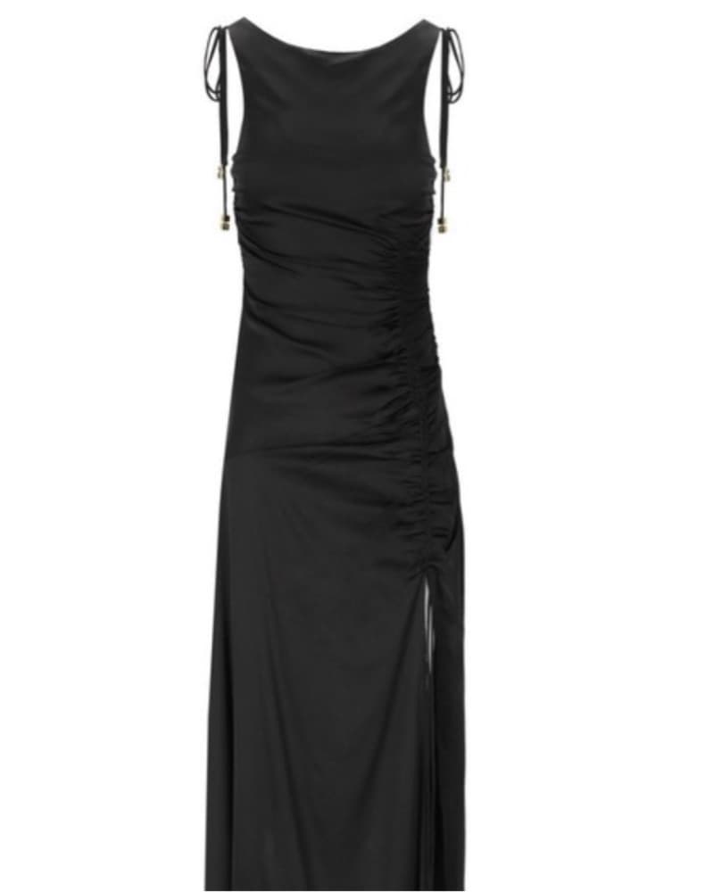 Ganni Satin Gathered Maxi Dress - Image 1