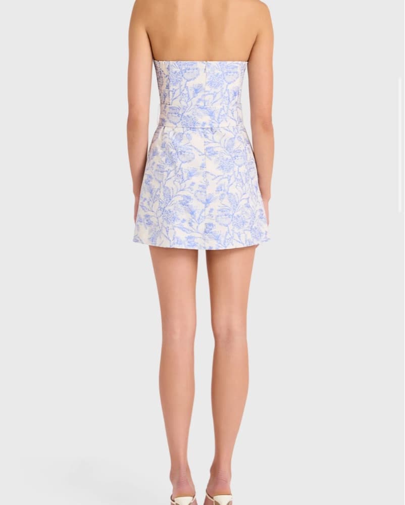 FAE DRESS IN TOILE BROCADE, ENGLISH BLUE - Image 3