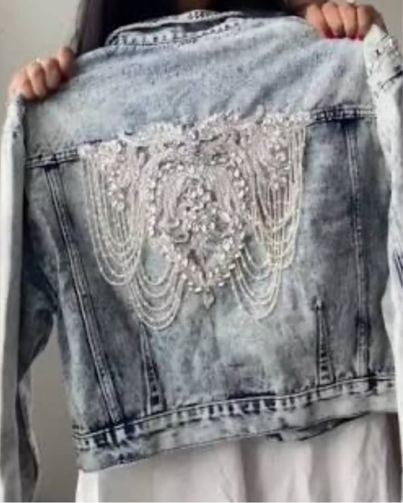 Rhinestone Embellished Denim Jacket - Image 2