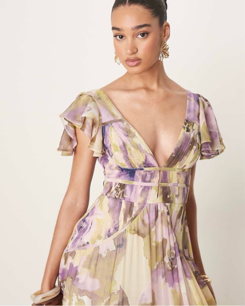 ASOS Floral Ruffle Sleeve Maxi Dress - Image 3